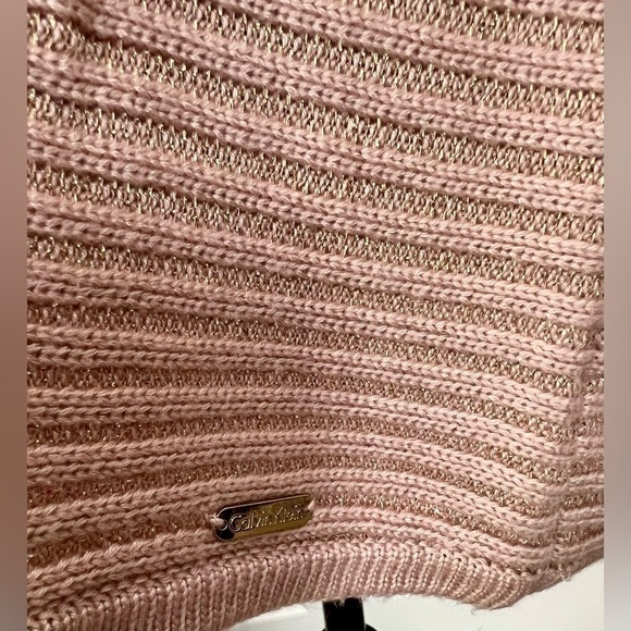 Calvin Klein cowl neck ribbed shimmer sweater with bell sleeves large - Picture 4 of 8